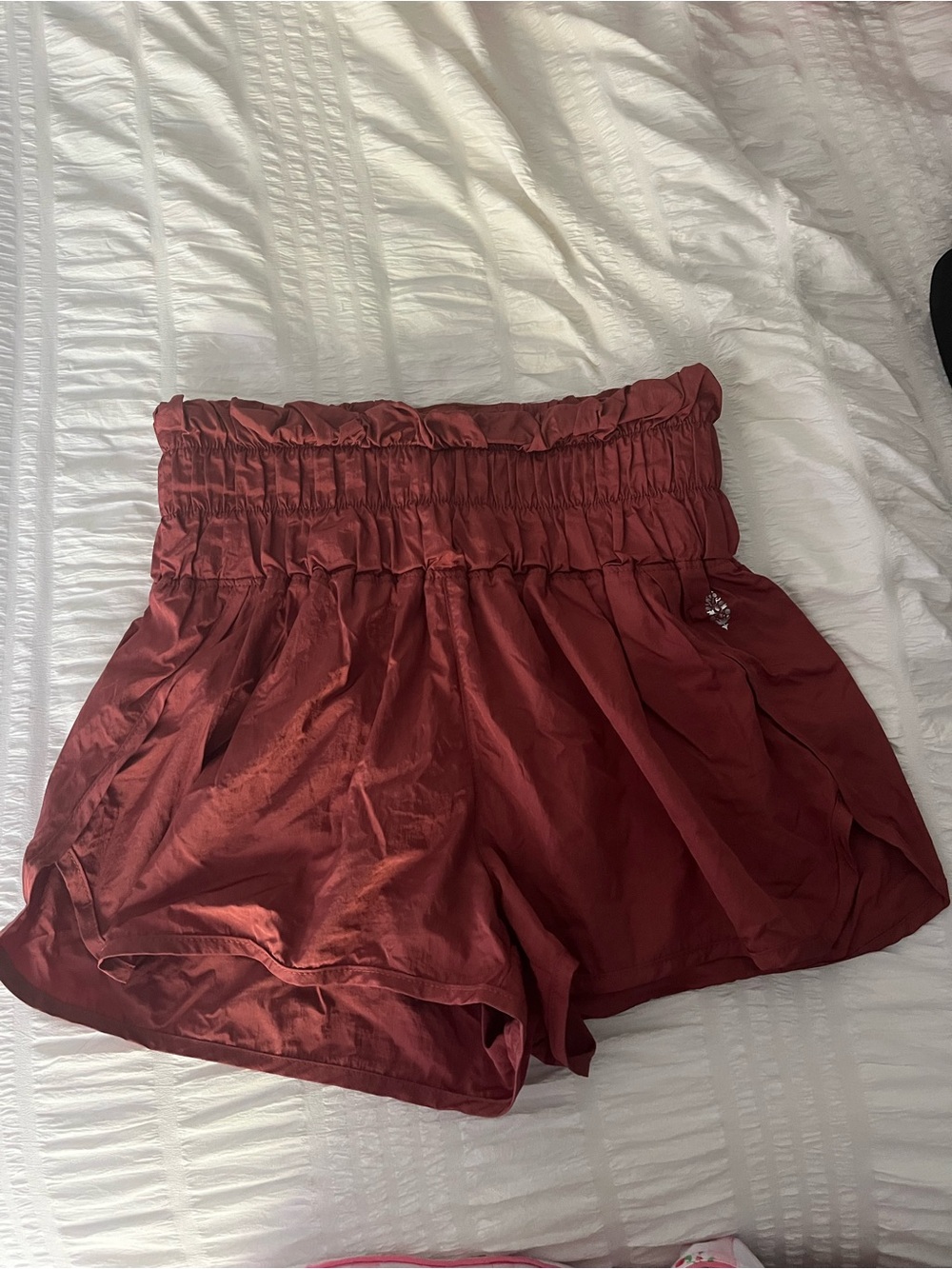 Women's High-Waist Free People Movement Shorts Rust Red